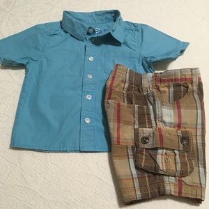 18-24m (4/$20) Cargo Shorts and Teal Button-Down by Joe Fresh